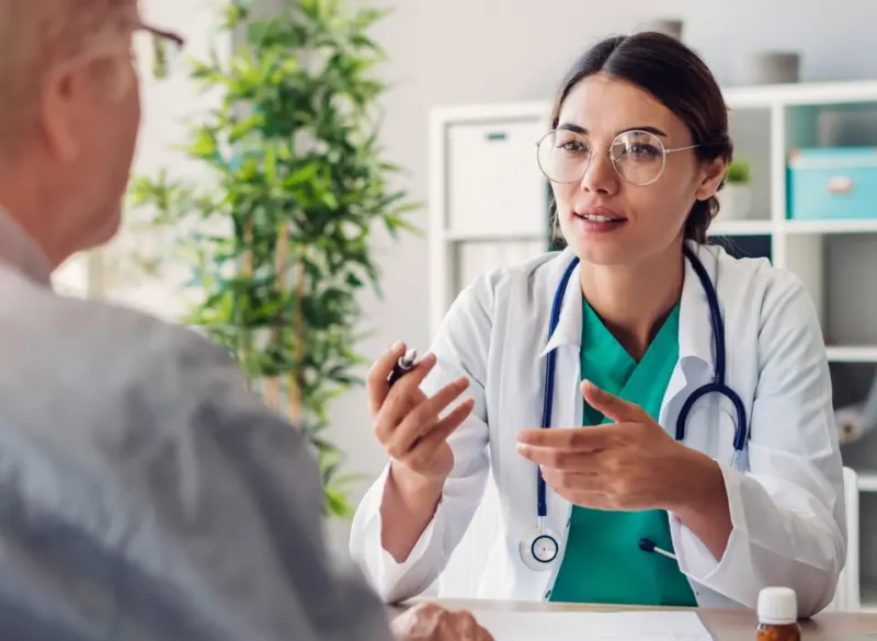 Doctor giving her patient advice on allergy treatments