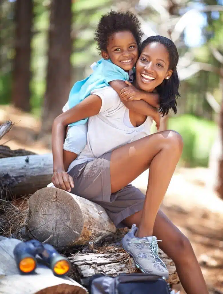 Mother and daughter on a hiking trip near Dothan, Alabama